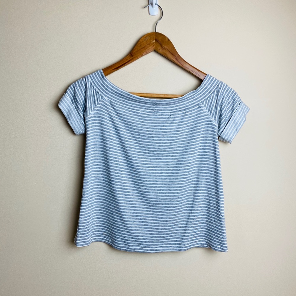 NWT ANTHROPOLOGIE Off Shoulder Grey Top, XS - Picture 8 of 9